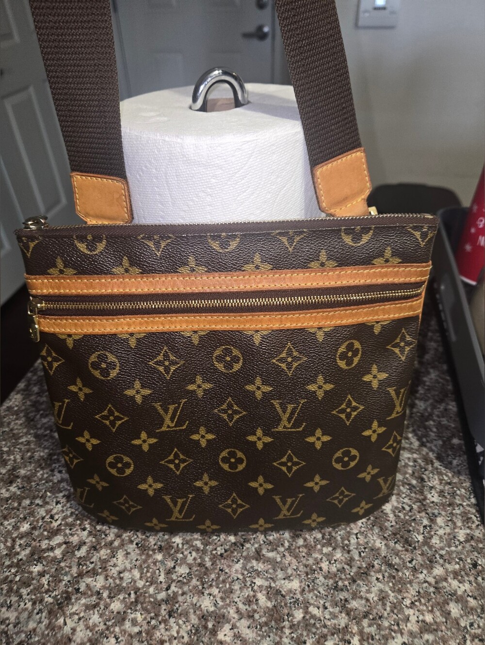 Louis Vuitton Monogram Canvas Messenger Bag in Brown and Tan